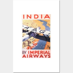 INDIA IMPERIAL AIRWAYS Advertisement British Airline Vintage Airplane Posters and Art